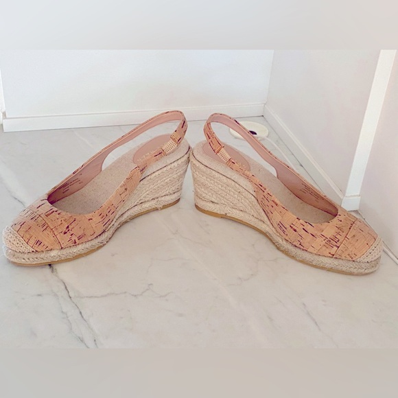 NWOT Cole Haan Cloudfeel Espadrille Wedge Slingback Cork-Natural Linen - Picture 13 of 13